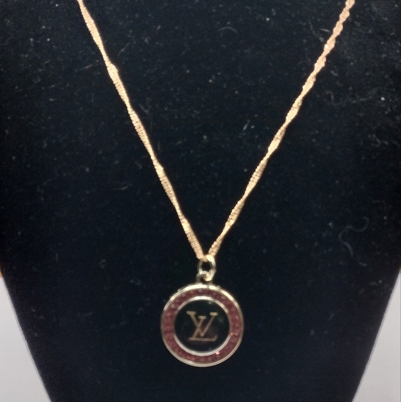 LOUIS VUITTON LV ZIPPER PULL CHARM GOLD tone metal, PINK RHINESTONES 23mm - Picture 4 of 5